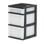 IRIS USA Black/Pearl 594411 three-drawer organizer cart