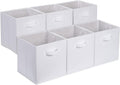 Amazon Basics white fabric cube bins six-pack front view