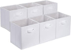 Amazon Basics white fabric cube bins six-pack front view
