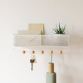 Umbra Estique white-natural entryway organizer mounted front view