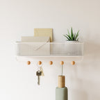 Umbra Estique white-natural entryway organizer mounted front view