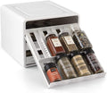 White YouCopia SpiceStack 24-bottle organizer on white background