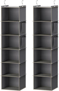 YOUDENOVA grey six-shelf hanging closet organizer two-pack