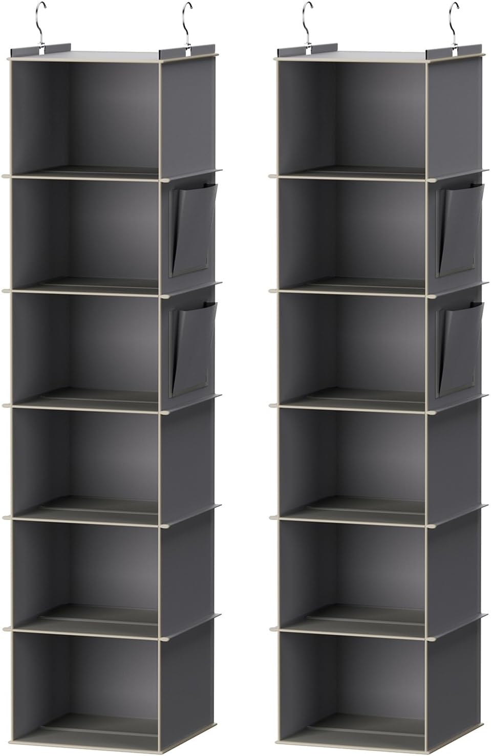 YOUDENOVA grey six-shelf hanging closet organizer two-pack
