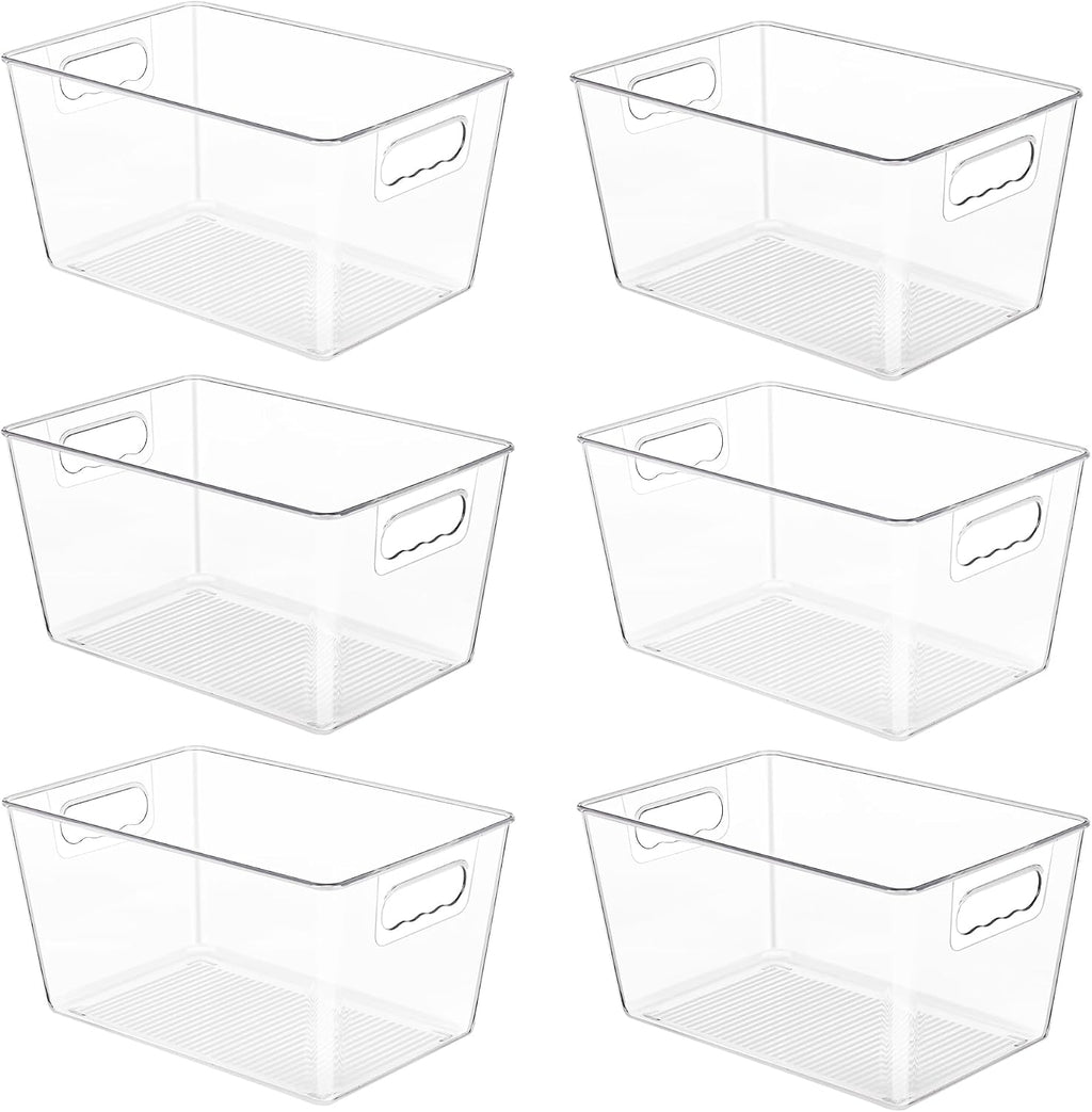 YIHONG clear plastic pantry bins, large six-pack on white background