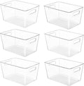 YIHONG clear plastic pantry bins, large six-pack on white background