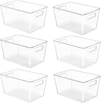 YIHONG clear plastic pantry bins, large six-pack on white background