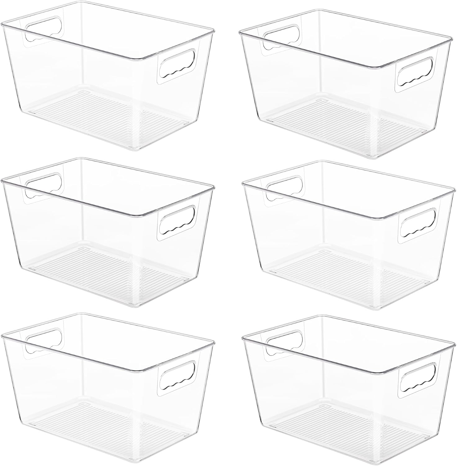 YIHONG clear plastic pantry bins, large six-pack on white background
