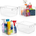 ClearSpace clear plastic storage bins, selected four-pack on white background