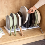 YouCopia StoreMore speckled-white rack in cabinet use
