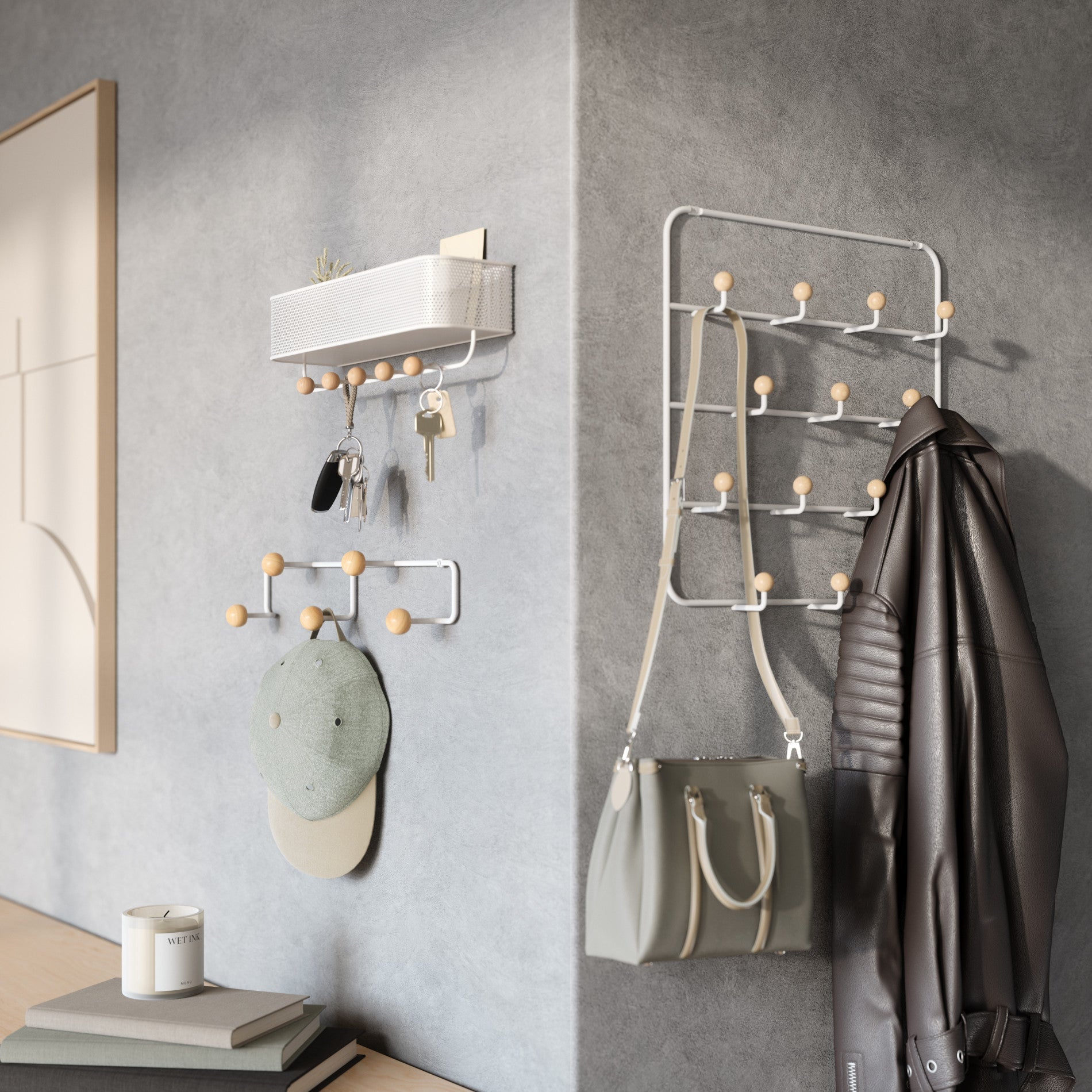 Umbra Estique white-natural organizer in room use