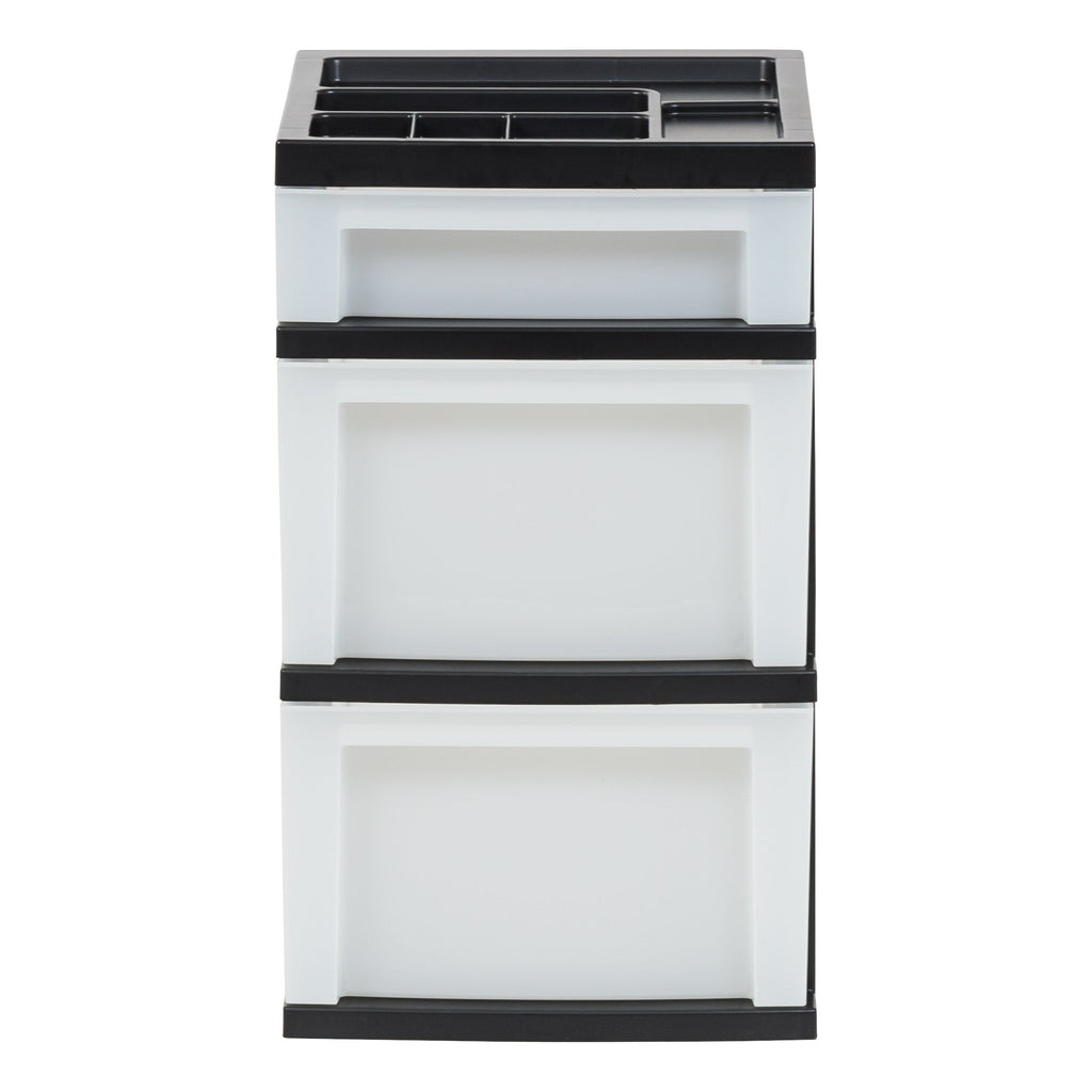 IRIS USA Black/Pearl three-drawer cart front view