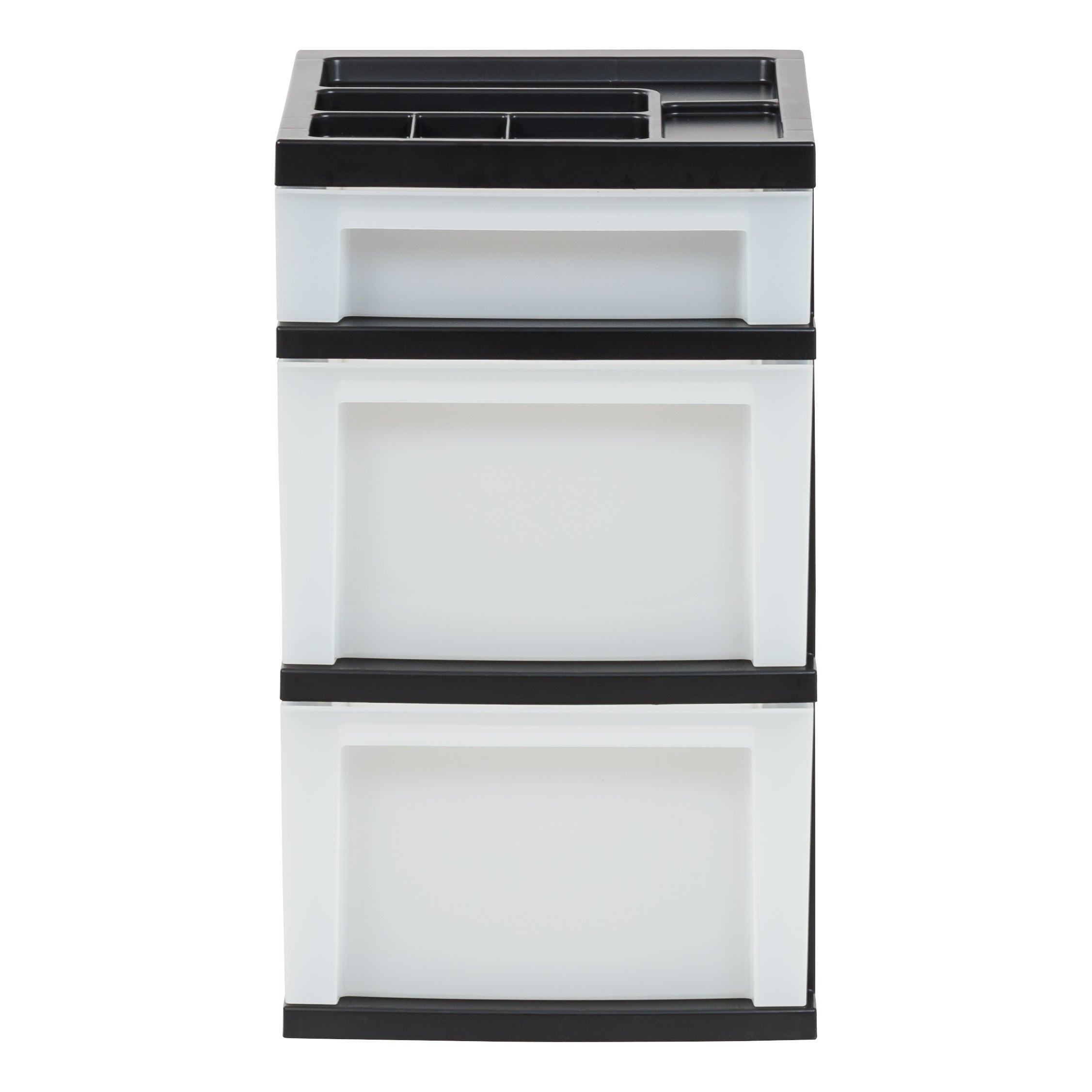 IRIS USA Black/Pearl three-drawer cart front view