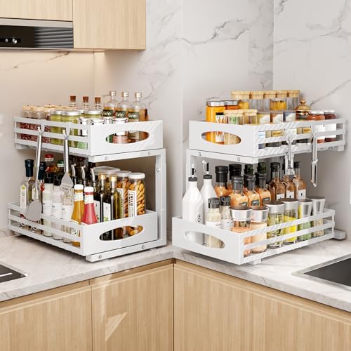 mixeshop white two-tier organizer and accessories shown in use
