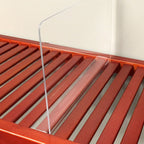 John Louis Home clear acrylic shelf divider on ventilated shelving