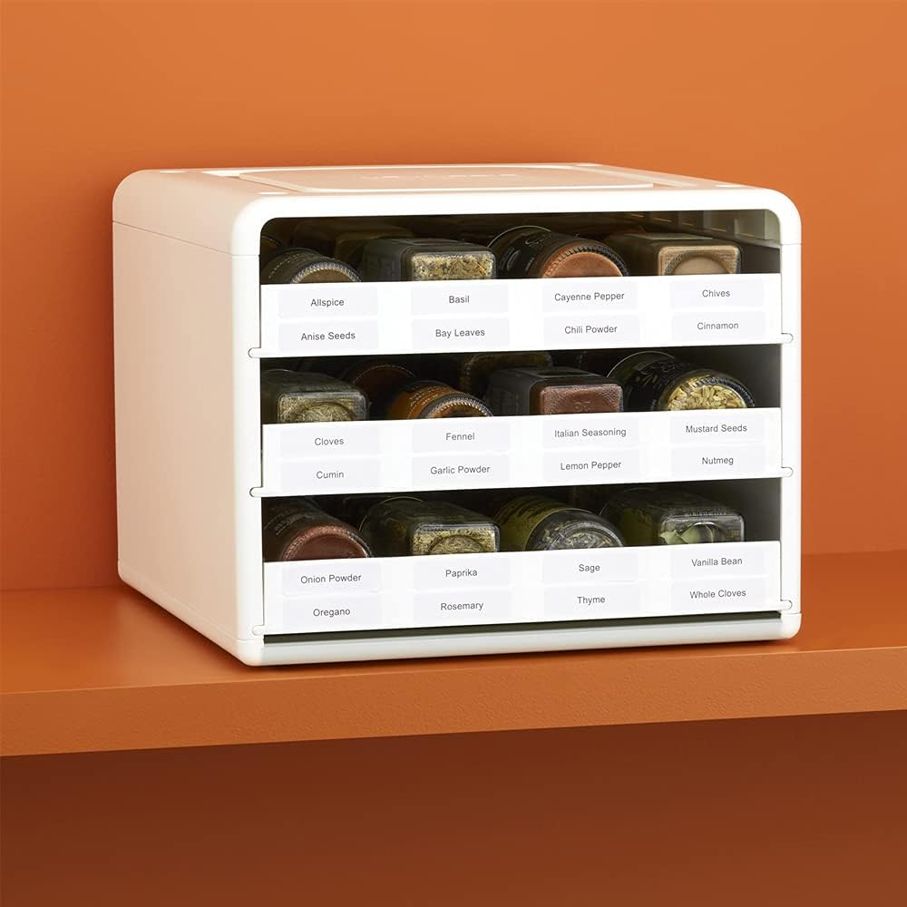 YouCopia white SpiceStack front and angle view