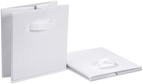Amazon Basics white fabric cube bin folded structure view