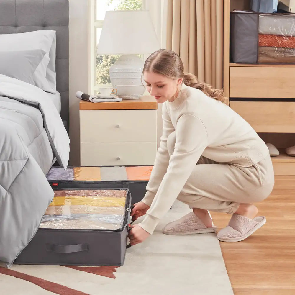 Lifewit grey under-bed storage bag single-bag use view