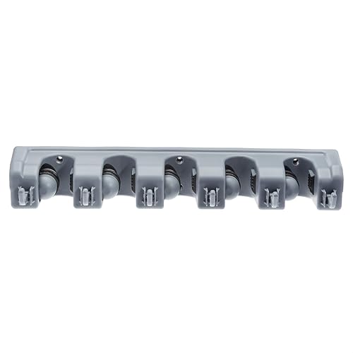 Gray Amazon Basics rectangular broom holder full view