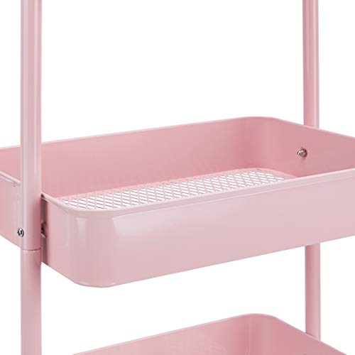 Dusty-pink Amazon Basics cart upper bin detail