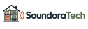 SoundoraTech logo: home, storage, and sound-wave visual mark